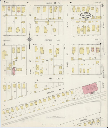 Sanborn Fire Insurance Map from Mattoon, Coles County, Illinois (1915), Sheet #0004 - Complete Map Set gallery image, historic Sanborn map, vintage wall art, Illinois Illinois