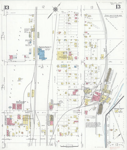 Sanborn Fire Insurance Map from New Ulm, Brown County, Minnesota (1935), Sheet #0013 - Historic Sanborn Fire Insurance Map Print, vintage old map wall art, antique decor, genealogy gift, Minnesota Minnesota map