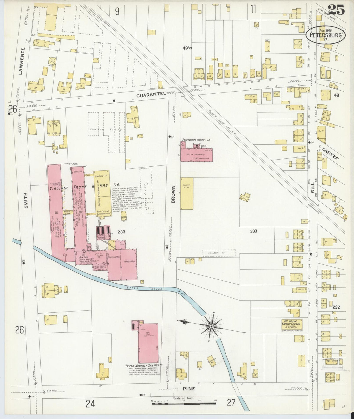 Sanborn Fire Insurance Map from Petersburg, Independent Cities, Virginia (1908), Sheet #0025 - Complete Map Set gallery image, historic Sanborn map, vintage wall art, Virginia Virginia