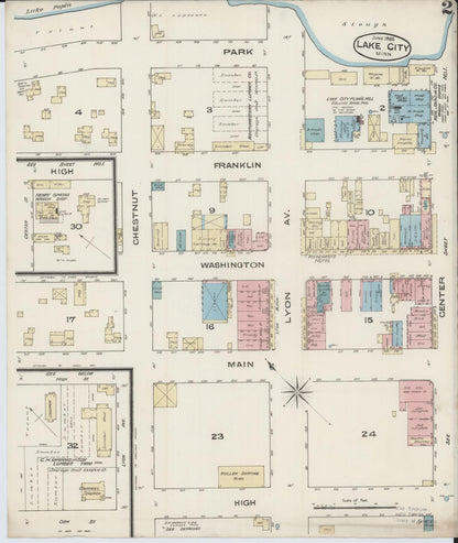 Sanborn Fire Insurance Map from Lake City, Wabasha County, Minnesota (1885), Sheet #0002 - Historic Sanborn Fire Insurance Map Print, vintage old map wall art, antique decor, genealogy gift, Minnesota Minnesota map