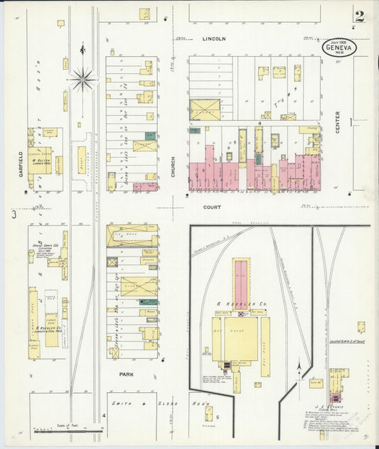 Sanborn Fire Insurance Map from Geneva, Fillmore County, Nebraska (1909), Sheet #0002 - Historic Sanborn Fire Insurance Map Print, vintage old map wall art, antique decor, genealogy gift, Nebraska Nebraska map
