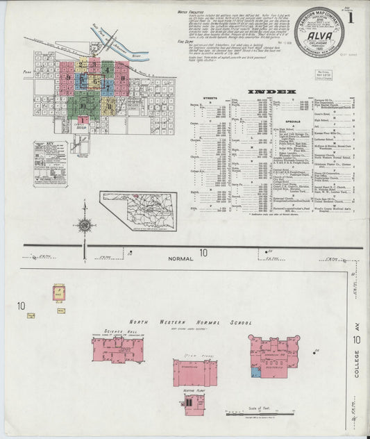 Sanborn Fire Insurance Map from Alva, Woods County, Oklahoma (1920), Sheet #0001 - Complete Map Set gallery image, historic Sanborn map, vintage wall art, Oklahoma Oklahoma