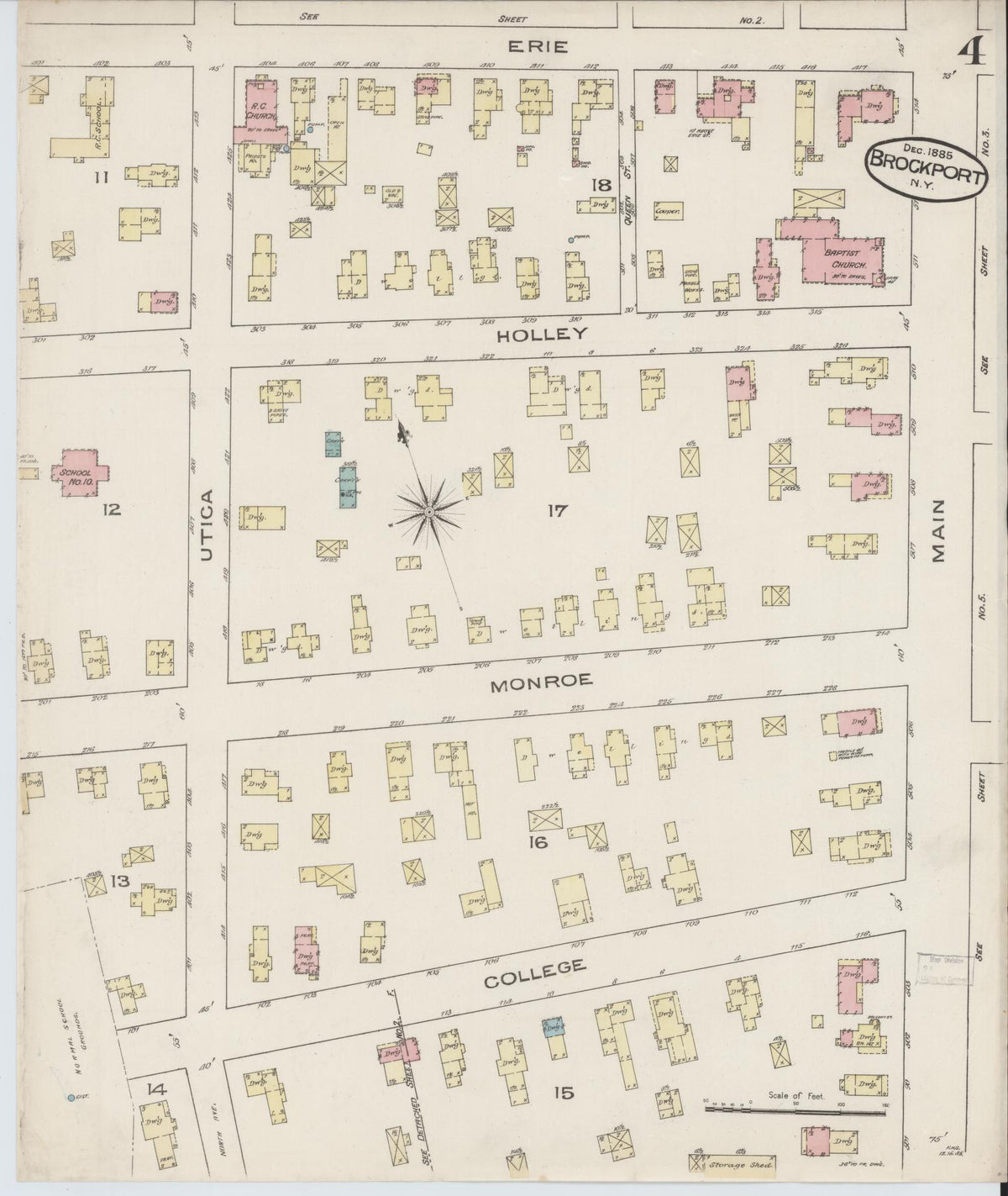 Sanborn Fire Insurance Map from Brockport, Monroe County, New York (1885), Sheet #0004 - Complete Map Set gallery image, historic Sanborn map, vintage wall art, New York New York