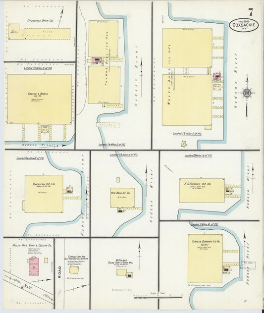 Sanborn Fire Insurance Map from Coxsackie, Greene County, New York (1909), Sheet #0007 - Historic Sanborn Fire Insurance Map Print, vintage old map wall art, antique decor, genealogy gift, New York New York map