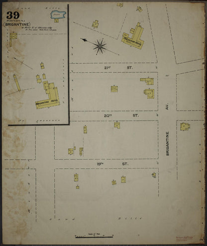 Sanborn Fire Insurance Map from Atlantic City, Atlantic County, New Jersey (1886), Sheet #0039 - Complete Map Set gallery image, historic Sanborn map, vintage wall art, New Jersey New Jersey