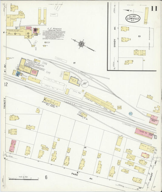 Sanborn Fire Insurance Map from Lowville, Lewis County, New York (1909), Sheet #0011 - Historic Sanborn Fire Insurance Map Print, vintage old map wall art, antique decor, genealogy gift, New York New York map