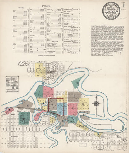 Sanborn Fire Insurance Map from Raymond, Pacific County, Washington (1913), Sheet #0001 - Complete Map Set gallery image, historic Sanborn map, vintage wall art, Washington Washington