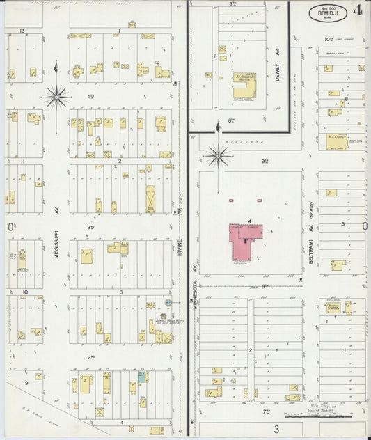 Sanborn Fire Insurance Map from Bemidji, Beltrami County, Minnesota (1900), Sheet #0004 - Historic Sanborn Fire Insurance Map Print, vintage old map wall art, antique decor, genealogy gift, Minnesota Minnesota map