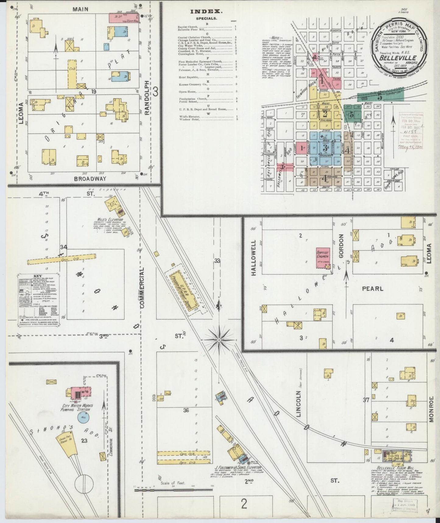 Sanborn Fire Insurance Map from Belleville, Republic County, Kansas (1899), Sheet #0001 - Historic Sanborn Fire Insurance Map Print, vintage old map wall art, antique decor, genealogy gift, Kansas Kansas map
