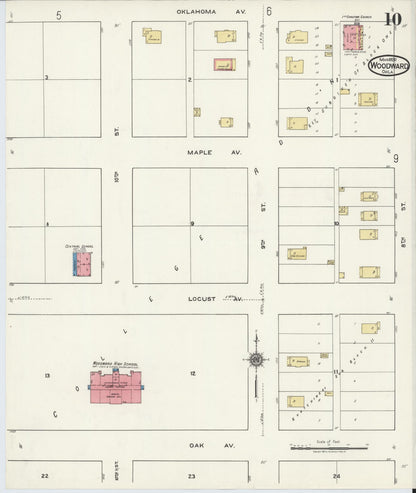 Sanborn Fire Insurance Map from Woodward, Woodward County, Oklahoma (1930), Sheet #0010 - Complete Map Set gallery image, historic Sanborn map, vintage wall art, Oklahoma Oklahoma