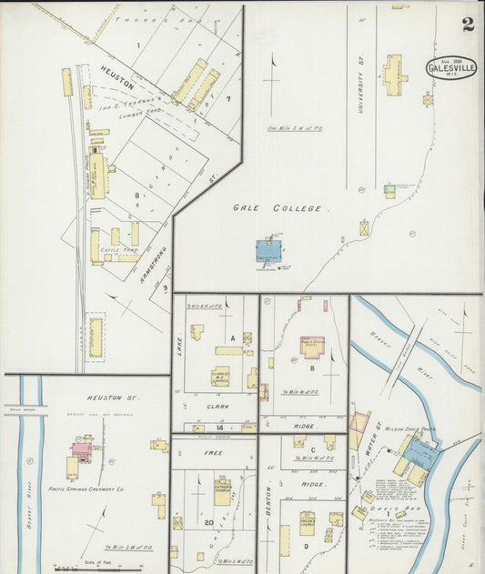 Sanborn Fire Insurance Map from Galesville, Trempealeau County, Wisconsin (1894), Sheet #0002 - Historic Sanborn Fire Insurance Map Print, vintage old map wall art, antique decor, genealogy gift, Wisconsin Wisconsin map