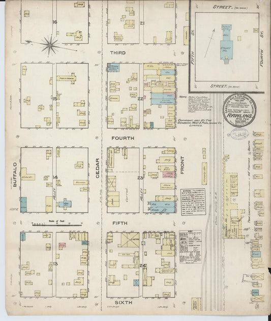 Sanborn Fire Insurance Map from Rawlins, Carbon County, Wyoming (1883), Sheet #0001 - Historic Sanborn Fire Insurance Map Print, vintage old map wall art, antique decor, genealogy gift, Wyoming Wyoming map