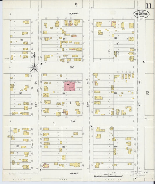 Sanborn Fire Insurance Map from Brainerd, Crow Wing County, Minnesota (1902), Sheet #0011 - Historic Sanborn Fire Insurance Map Print, vintage old map wall art, antique decor, genealogy gift, Minnesota Minnesota map