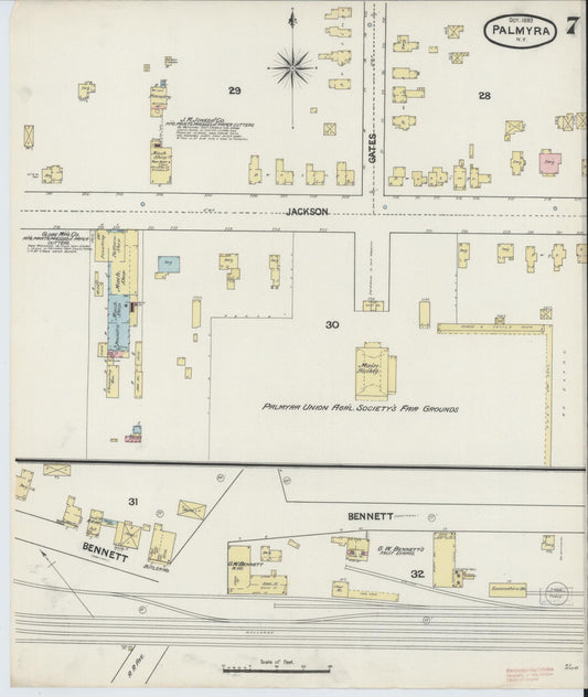 Sanborn Fire Insurance Map from Palmyra, Wayne County, New York (1889), Sheet #0007 - Historic Sanborn Fire Insurance Map Print, vintage old map wall art, antique decor, genealogy gift, New York New York map