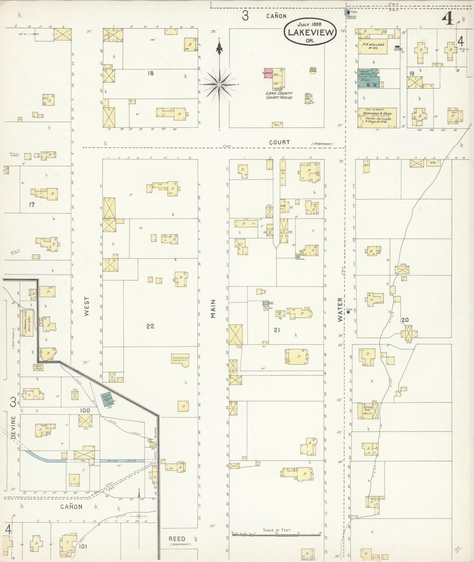Sanborn Fire Insurance Map from Lakeview, Lake County, Oregon (1898), Sheet #0004 - Complete Map Set gallery image, historic Sanborn map, vintage wall art, Oregon Oregon