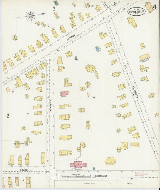 Sanborn Fire Insurance Map from Skaneateles, Onondaga County, New York (1898), Sheet #0004 - Historic Sanborn Fire Insurance Map Print, vintage old map wall art, antique decor, genealogy gift, New York New York map