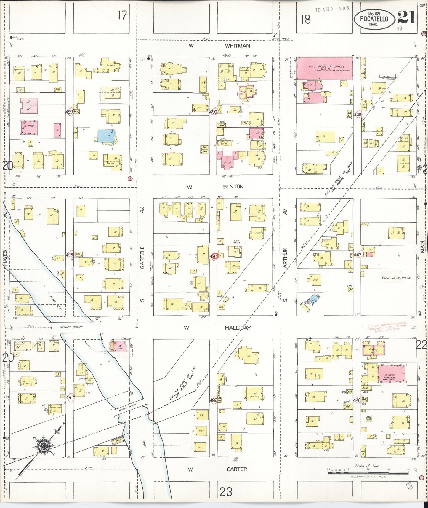 Sanborn Fire Insurance Map from Pocatello, Bannock County, Idaho (1948), Sheet #0021 - Complete Map Set gallery image, historic Sanborn map, vintage wall art, Idaho Idaho