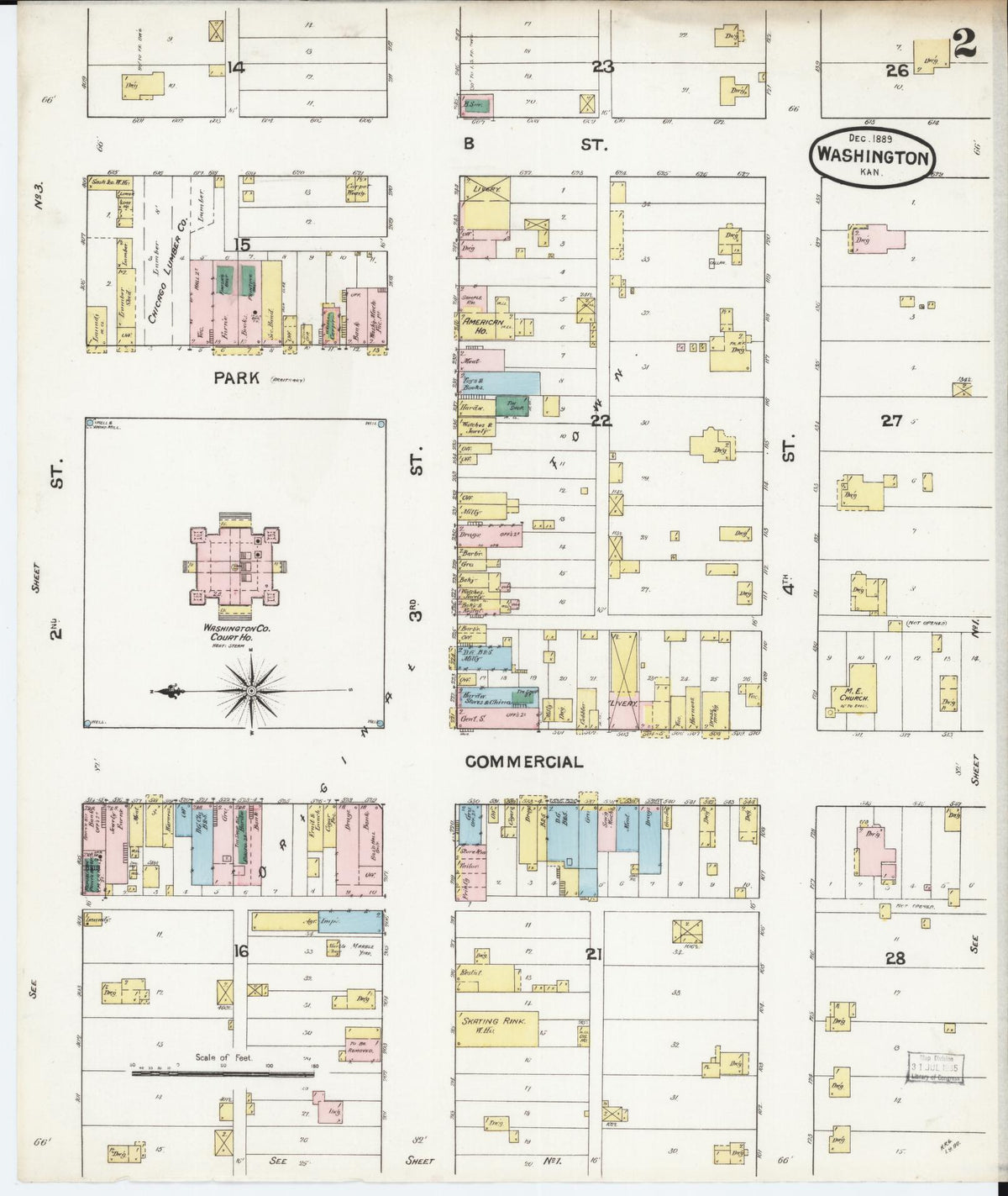 Sanborn Fire Insurance Map from Washington, Washington County, Kansas (1889), Sheet #0002 - Complete Map Set gallery image, historic Sanborn map, vintage wall art, Sanborn Fire Insurance Map from Washington Washington