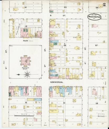 Sanborn Fire Insurance Map from Washington, Washington County, Kansas (1889), Sheet #0002 - Complete Map Set gallery image, historic Sanborn map, vintage wall art, Sanborn Fire Insurance Map from Washington Washington
