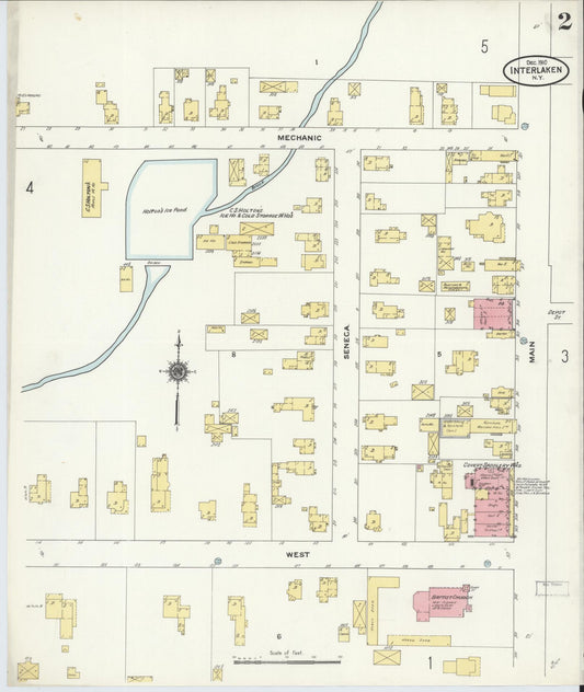 Sanborn Fire Insurance Map from Interlaken, Seneca County, New York (1910), Sheet #0002 - Historic Sanborn Fire Insurance Map Print, vintage old map wall art, antique decor, genealogy gift, New York New York map