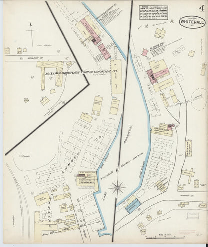 Sanborn Fire Insurance Map from Whitehall, Washington County, New York (1884), Sheet #0004 - Historic Sanborn Fire Insurance Map Print, vintage old map wall art, antique decor, genealogy gift, New York New York map