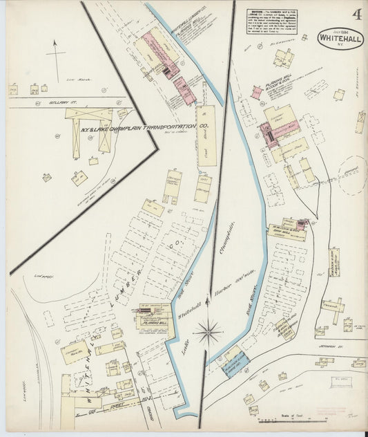 Sanborn Fire Insurance Map from Whitehall, Washington County, New York (1884), Sheet #0004 - Historic Sanborn Fire Insurance Map Print, vintage old map wall art, antique decor, genealogy gift, New York New York map