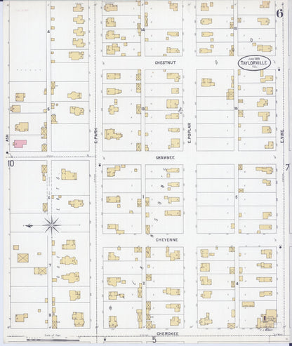 Sanborn Fire Insurance Map from Taylorville, Christian County, Illinois (1899), Sheet #0006 - Complete Map Set gallery image, historic Sanborn map, vintage wall art, Illinois Illinois