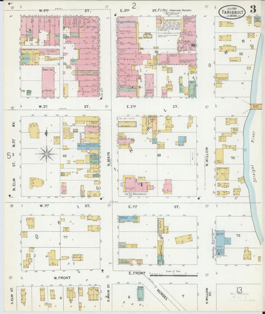 Sanborn Fire Insurance Map from Faribault, Rice County, Minnesota (1899), Sheet #0003 - Historic Sanborn Fire Insurance Map Print, vintage old map wall art, antique decor, genealogy gift, Minnesota Minnesota map