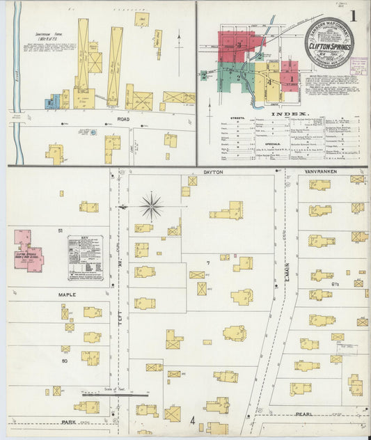 Sanborn Fire Insurance Map from Clifton Springs, Ontario County, New York. (1906) – Historic Sanborn Fire Insurance Map Print