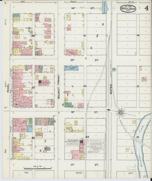 Sanborn Fire Insurance Map from Boulder, Boulder County, Colorado (1890), Sheet #0004 - Historic Sanborn Fire Insurance Map Print, vintage old map wall art, antique decor, genealogy gift, Colorado Colorado map