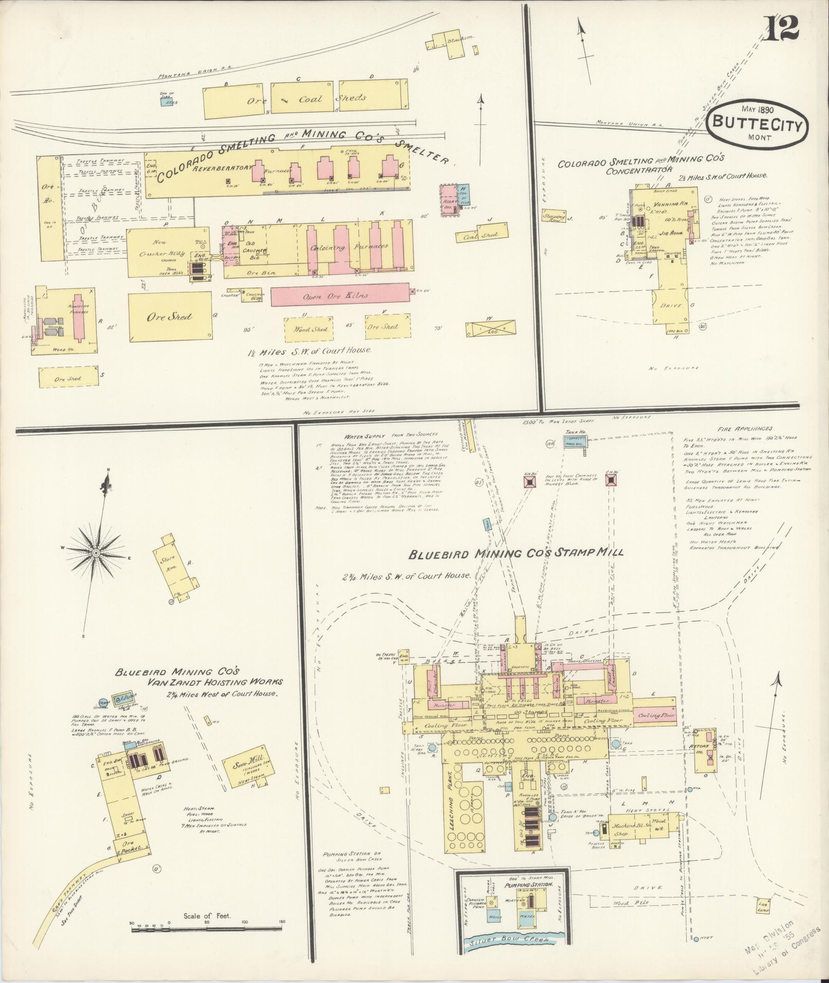 Sanborn Fire Insurance Map from Butte, Silver Bow County, Montana (1890), Sheet #0012 - Complete Map Set gallery image, historic Sanborn map, vintage wall art, Montana Montana