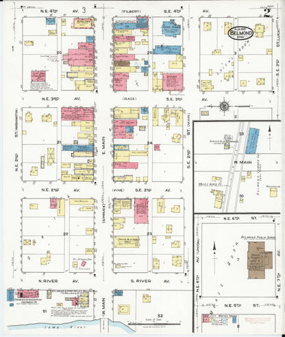Sanborn Fire Insurance Map from Belmond, Wright County, Iowa (1921), Sheet #0002 - Historic Sanborn Fire Insurance Map Print