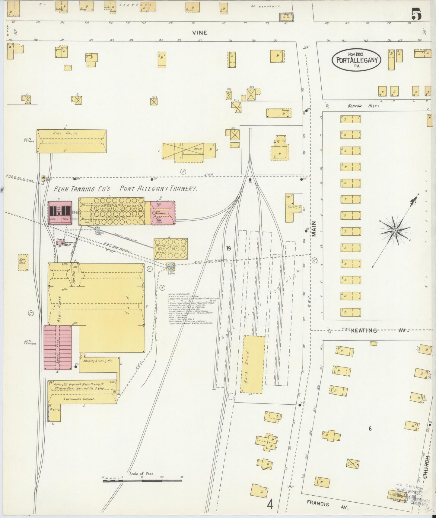 Sanborn Fire Insurance Map from Port Allegany, McKean County, Pennsylvania (1903), Sheet #0005 - Complete Map Set gallery image, historic Sanborn map, vintage wall art, Pennsylvania Pennsylvania