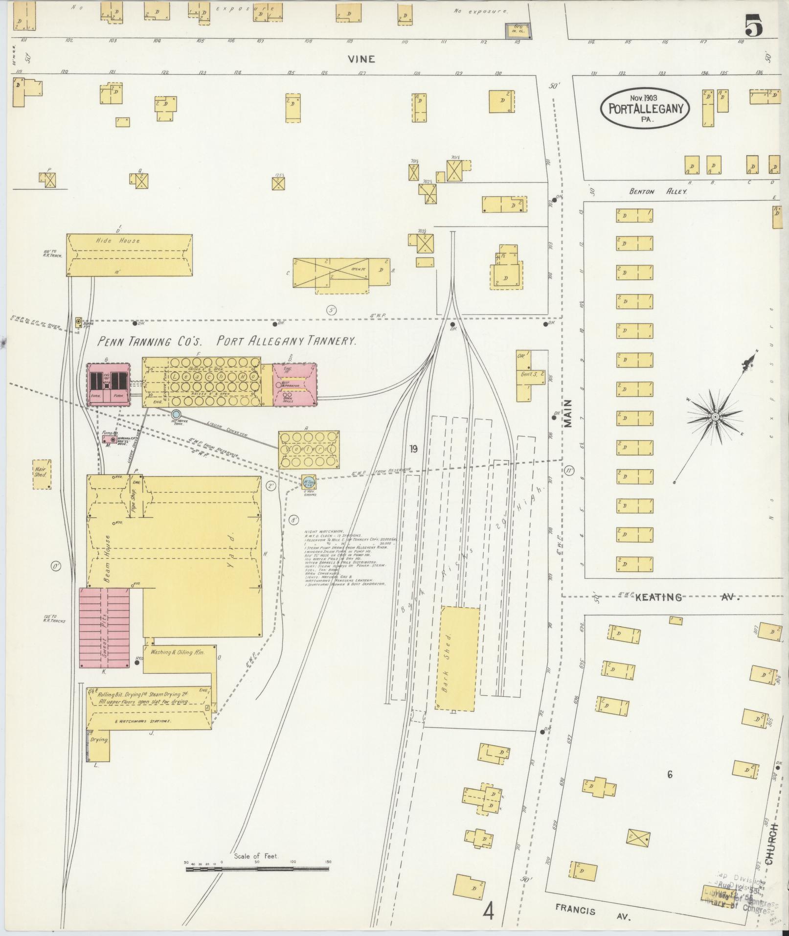 Sanborn Fire Insurance Map from Port Allegany, McKean County, Pennsylvania (1903), Sheet #0005 - Complete Map Set gallery image, historic Sanborn map, vintage wall art, Pennsylvania Pennsylvania
