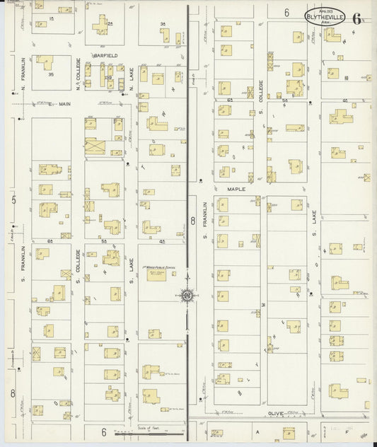 Sanborn Fire Insurance Map from Blytheville, Mississippi County, Arkansas (1913), Sheet #0006 - Historic Sanborn Fire Insurance Map Print, vintage old map wall art, antique decor, genealogy gift, Blytheville Mississippi map