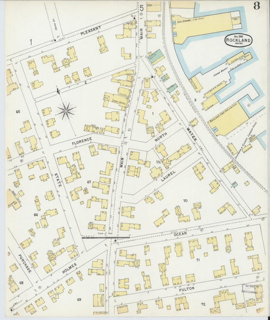 Sanborn Fire Insurance Map from Rockland, Knox County, Maine (1896), Sheet #0008 - Historic Sanborn Fire Insurance Map Print, vintage old map wall art, antique decor, genealogy gift, Maine Maine map