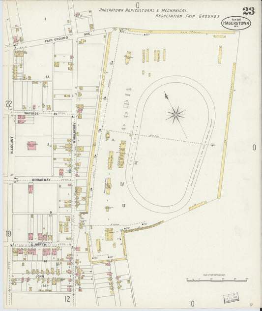 Sanborn Fire Insurance Map from Hagerstown, Washington County, Maryland (1897), Sheet #0023 - Historic Sanborn Fire Insurance Map Print, vintage old map wall art, antique decor, genealogy gift, Maryland Maryland map