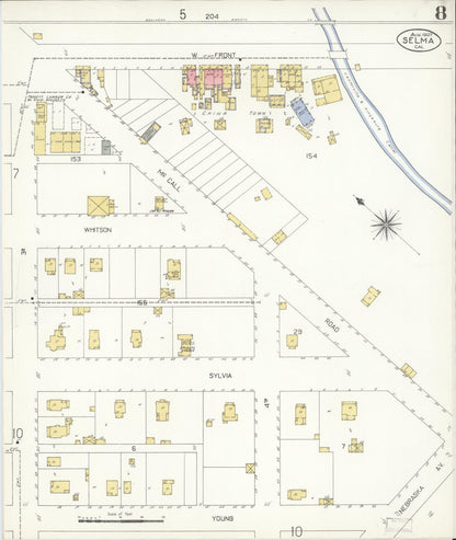 Sanborn Fire Insurance Map from Selma, Fresno County, California (1907), Sheet #0008 - Complete Map Set gallery image, historic Sanborn map, vintage wall art, California California