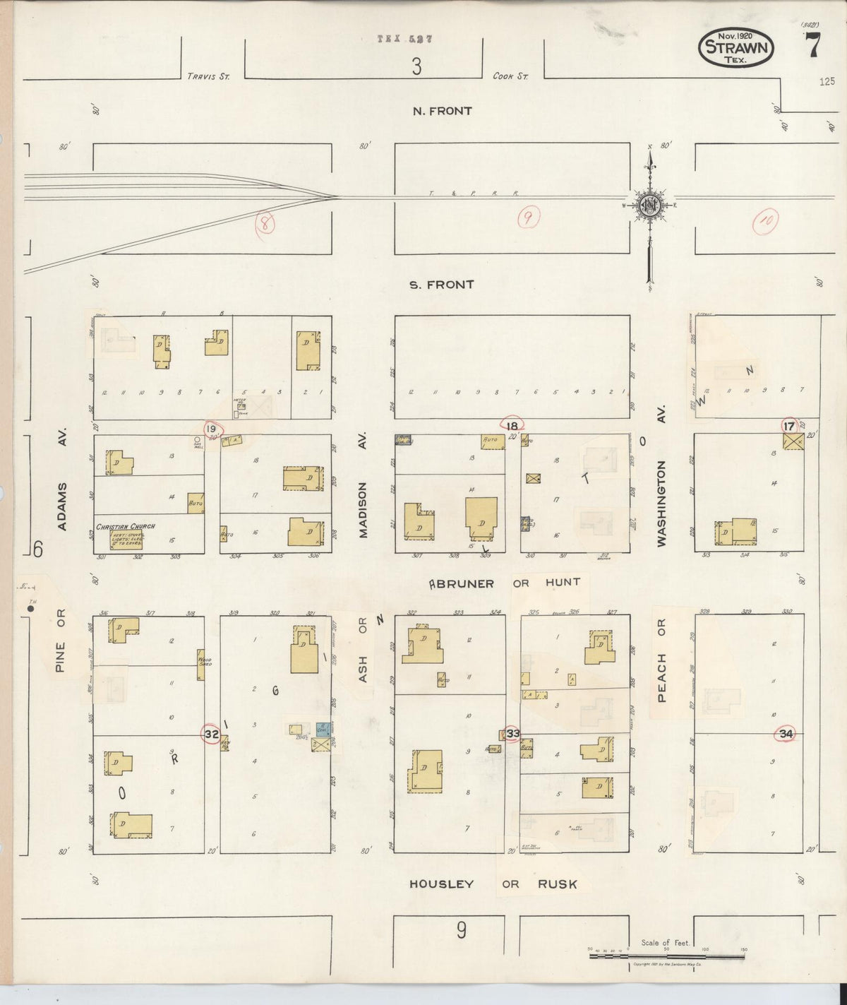 Sanborn Fire Insurance Map from Strawn, Palo Pinto County, Texas (1944), Sheet #0007 - Complete Map Set gallery image, historic Sanborn map, vintage wall art, Texas Texas
