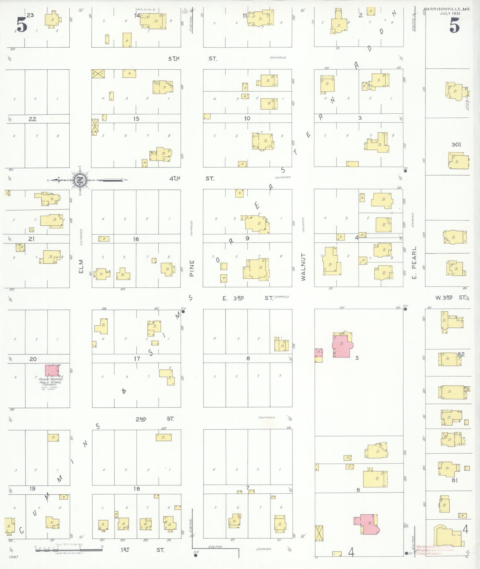 Sanborn Fire Insurance Map from Harrisonville, Cass County, Missouri (1931), Sheet #0005 - Complete Map Set gallery image, historic Sanborn map, vintage wall art, Missouri Missouri