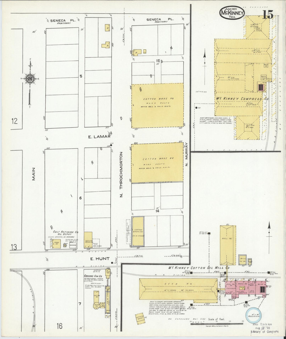 Sanborn Fire Insurance Map from McKinney, Collin County, Texas (1920), Sheet #0015 - Complete Map Set gallery image, historic Sanborn map, vintage wall art, Texas Texas