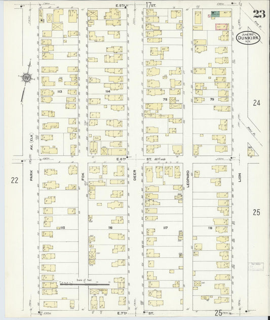 Sanborn Fire Insurance Map from Dunkirk, Chautauqua County, New York (1910), Sheet #0023 - Historic Sanborn Fire Insurance Map Print, vintage old map wall art, antique decor, genealogy gift, New York New York map