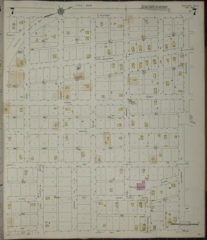 Sanborn Fire Insurance Map from Coalgate, Coal County, Oklahoma (1944), Sheet #0007 - Complete Map Set gallery image, historic Sanborn map, vintage wall art, Oklahoma Oklahoma