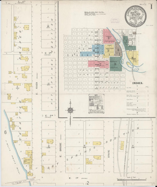 Sanborn Fire Insurance Map from Saratoga, Carbon County, Wyoming (1912), Sheet #0001 - Complete Map Set gallery image, historic Sanborn map, vintage wall art, Wyoming Wyoming