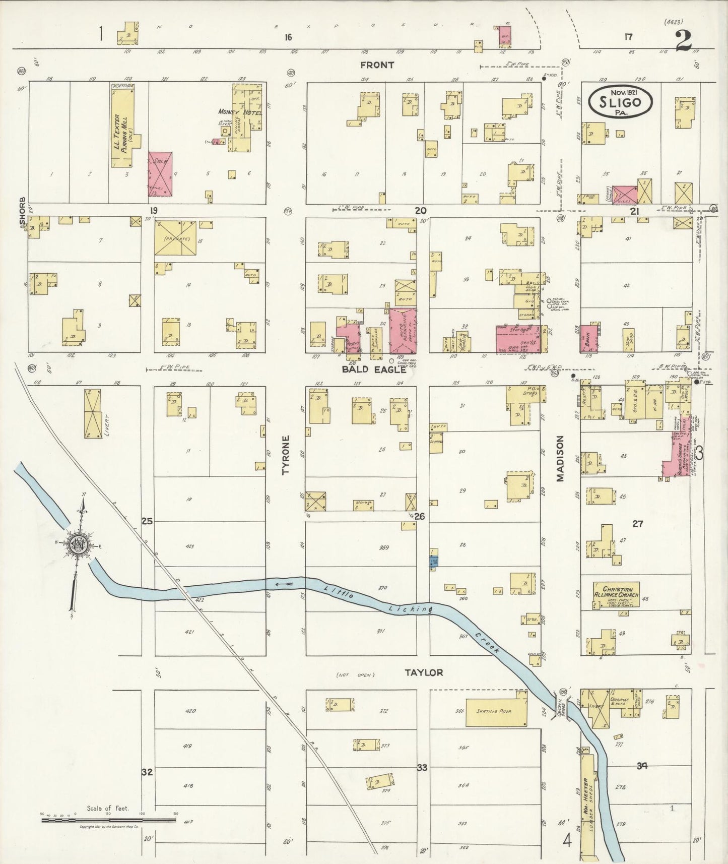 Sanborn Fire Insurance Map from Sligo, Clarion County, Pennsylvania (1921), Sheet #0002 - Complete Map Set gallery image, historic Sanborn map, vintage wall art, Pennsylvania Pennsylvania