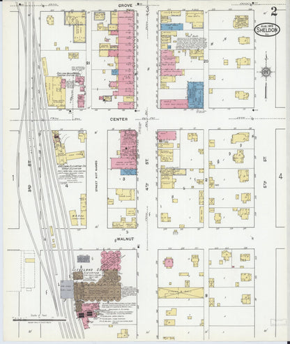 Sanborn Fire Insurance Map from Sheldon, Iroquois County, Illinois (1919), Sheet #0002 - Historic Sanborn Fire Insurance Map Print, vintage old map wall art, antique decor, genealogy gift, Illinois Illinois map