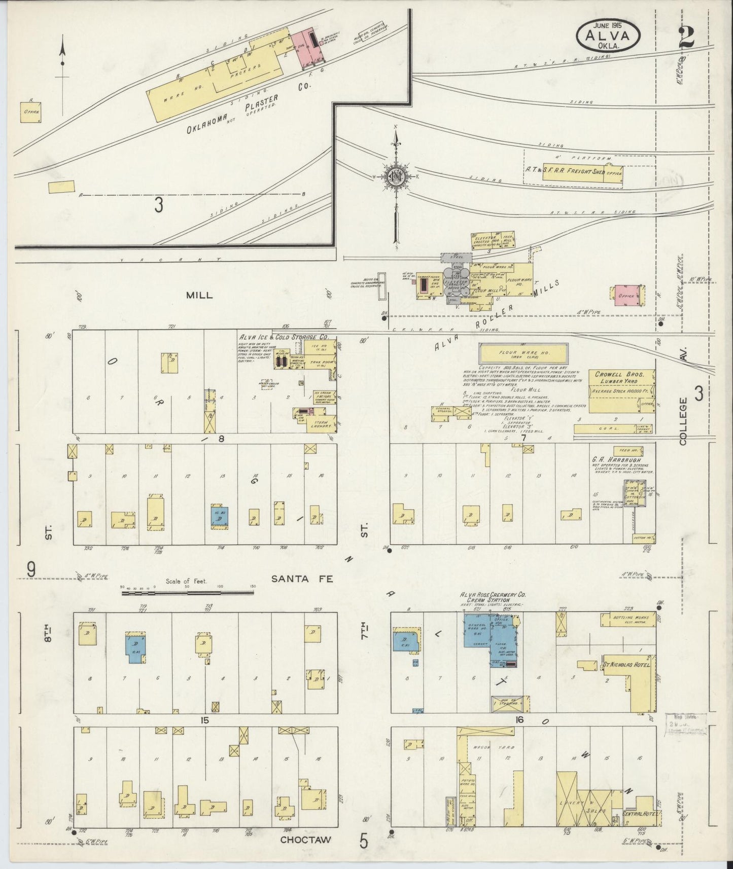 Sanborn Fire Insurance Map from Alva, Woods County, Oklahoma (1914), Sheet #0002 - Complete Map Set gallery image, historic Sanborn map, vintage wall art, Oklahoma Oklahoma