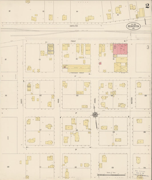 Sanborn Fire Insurance Map from Beaverton, Washington County, Oregon (1916), Sheet #0002 - Historic Sanborn Fire Insurance Map Print, vintage old map wall art, antique decor, genealogy gift, Oregon Oregon map