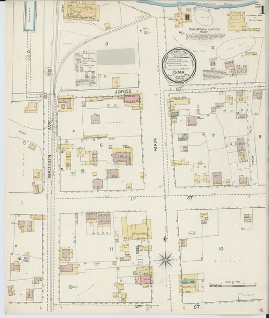 Sanborn Fire Insurance Map from Yuma, Yuma County, Arizona (1893), Sheet #0001 - Complete Map Set gallery image, historic Sanborn map, vintage wall art, Arizona Arizona