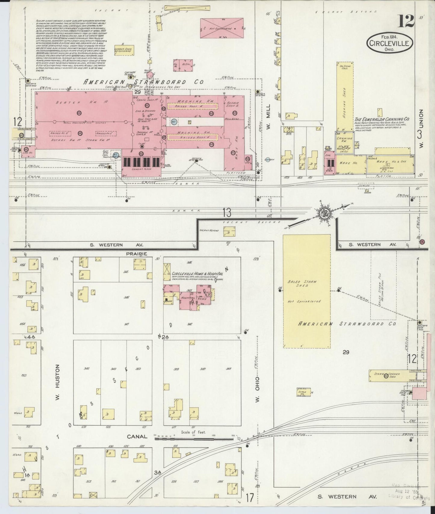 Sanborn Fire Insurance Map from Circleville, Pickaway County, Ohio (1914), Sheet #0012 - Historic Sanborn Fire Insurance Map Print, vintage old map wall art, antique decor, genealogy gift, Ohio Ohio map